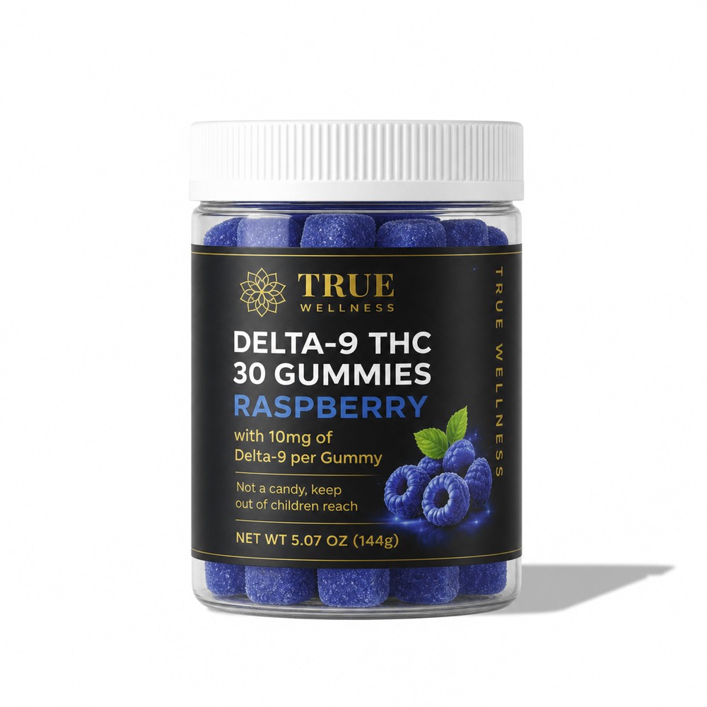 Delta-9 THC gummies jar