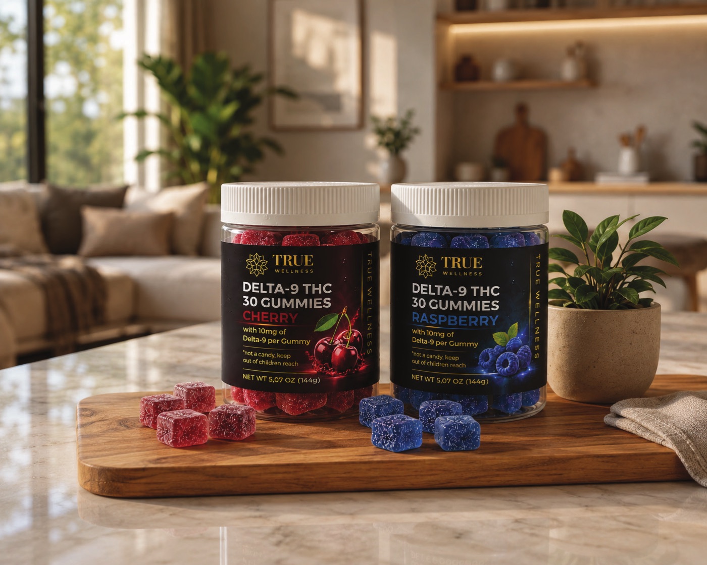 Gummies on a kitchen counter