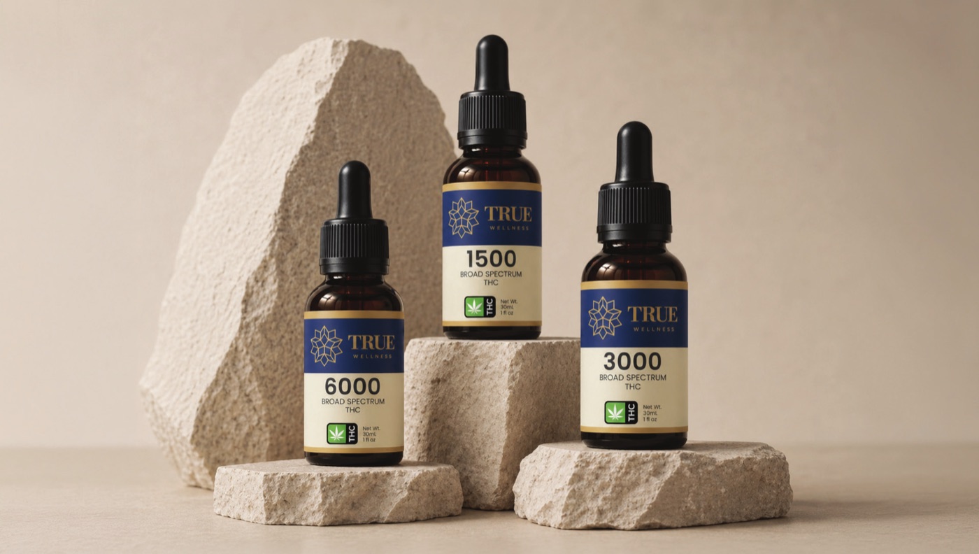 True Wellness oils on stone